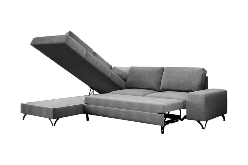 Emet Sovesofa med Sjeselong 4-seter - Grå - Møbler - Sofaer - Sovesofaer - Langsgående sovesofa