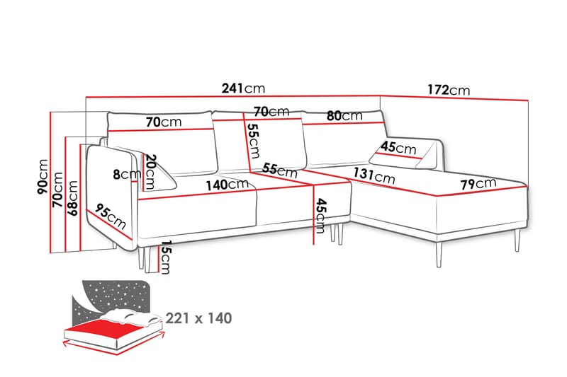 Enaya Sovesofa Med 3-Seters Divan - Beige - Møbler - Sofaer - Sovesofaer - Sovesofa divan