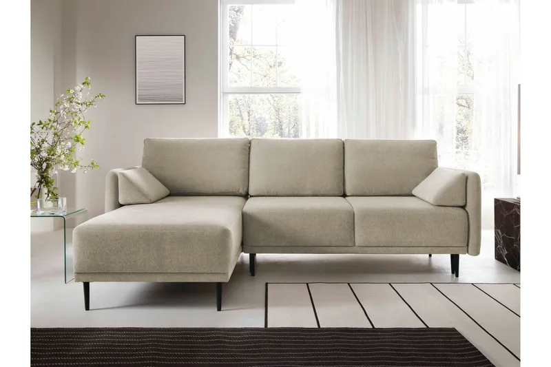 Enaya Sovesofa Med 3-Seters Divan - Beige - Møbler - Sofaer - Sovesofaer - Sovesofa divan