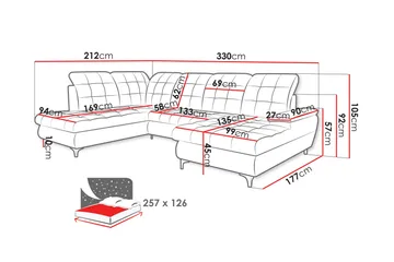 Enzo Sovesofa med Sjeselong og Dobbel Sjeselong 4-seter - Beige - Møbler - Sofaer - Sovesofaer - Sovesofa divan