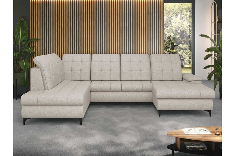 Enzo Sovesofa med Sjeselong og Dobbel Sjeselong 4-seter - Beige - Møbler - Sofaer - Sovesofaer - Sovesofa divan