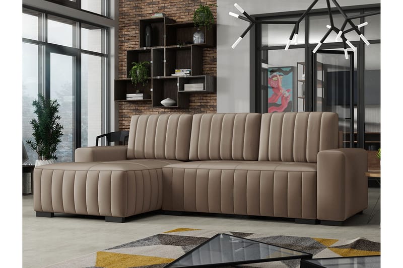 Esher 3-seters Hjørnesofa Venstre - Beige - Møbler - Sofaer - Sovesofaer - Langsgående sovesofa