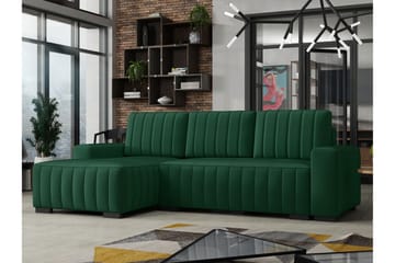 Esher 3-seters Hjørnesofa Venstre - Plysch/Grønn - Møbler - Sofaer - Sovesofaer - Sovesofa divan