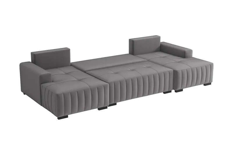 Esher Sovesofa med Dobbel Sjeselong 4-seter i Plysj - Beige - Møbler - Sofaer - Sovesofaer - U sovesofa