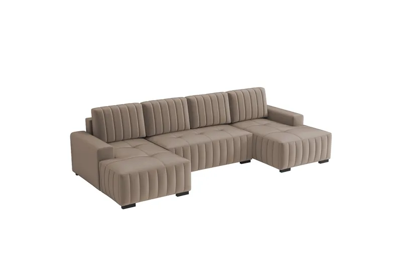 Esher Sovesofa med Dobbel Sjeselong 4-seter i Plysj, Beige