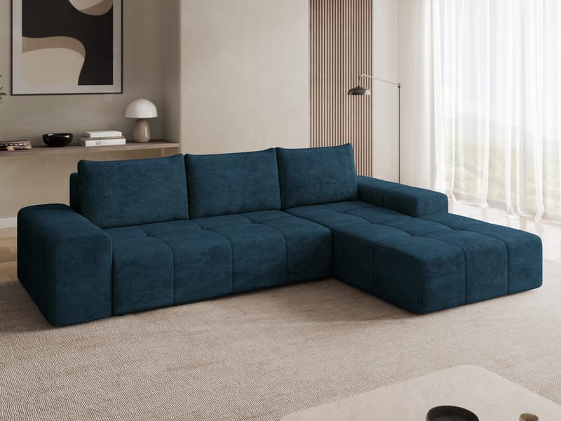 Falor 3-seters sovesofa med divan, høyrevendt - blå - Møbler - Sofaer - Sovesofaer - Hjørnesovesofa