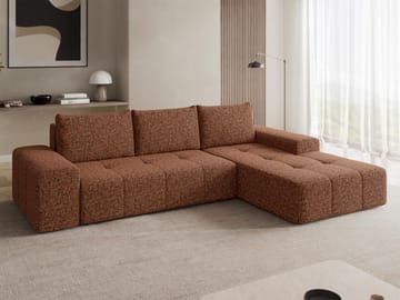 Falor 3-seters sovesofa med divan, høyrevendt - brun - Møbler - Sofaer - Sovesofaer - Hjørnesovesofa