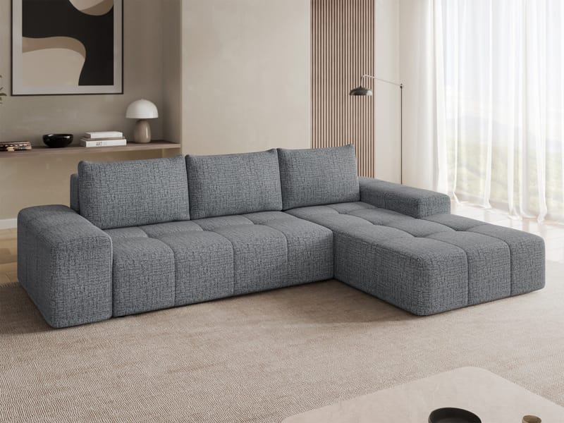 Falor 3-seters sovesofa med divan, høyrevendt - grå - Møbler - Sofaer - Sovesofaer - Hjørnesovesofa