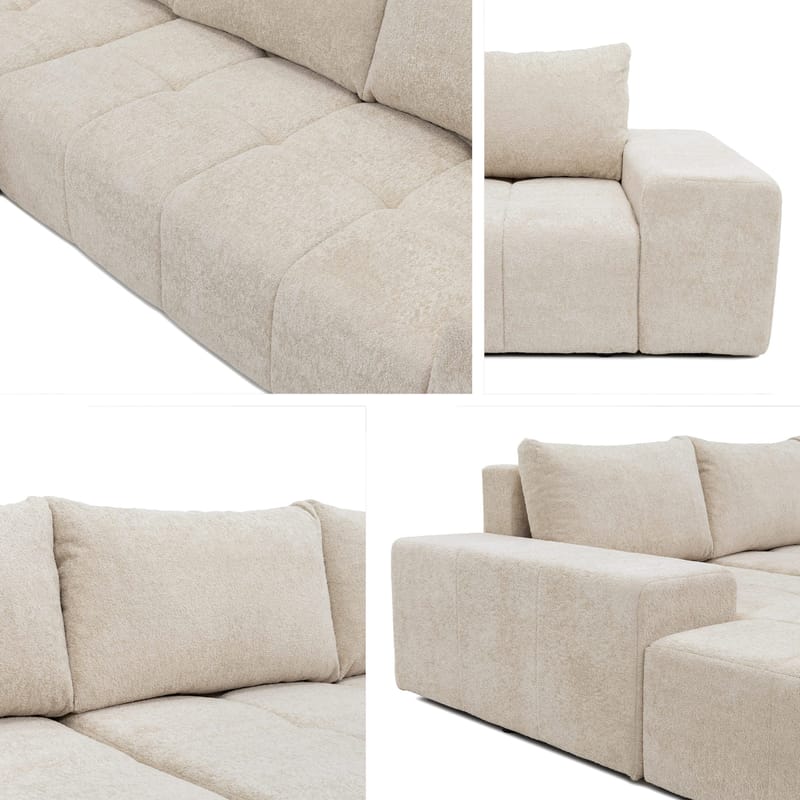 Falor 3-seters sovesofa med divan, høyrevendt - Lysegrå - Møbler - Sofaer - Sovesofaer - Hjørnesovesofa