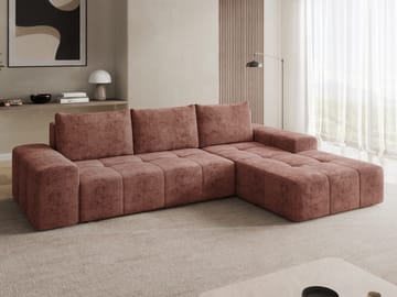 Falor 3-seters sovesofa med divan, høyrevendt - rosa - Møbler - Sofaer - Sovesofaer - Hjørnesovesofa