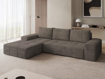 Falor 3-seters sovesofa med divan, venstrevendt - brun - Møbler - Sofaer - Sovesofaer - Hjørnesovesofa