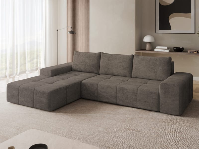 Falor 3-seters sovesofa med divan, venstrevendt - brun - Møbler - Sofaer - Sovesofaer - Hjørnesovesofa