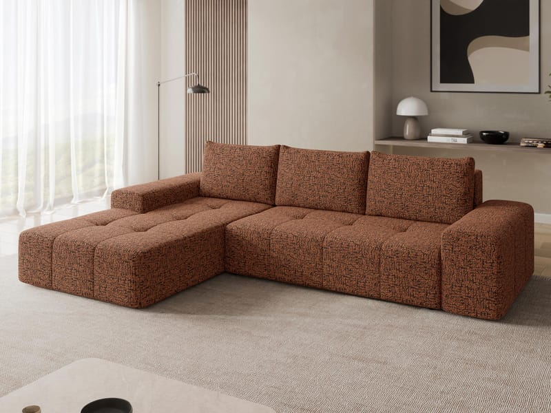 Falor 3-seters sovesofa med divan, venstrevendt - brun - Møbler - Sofaer - Sovesofaer - Hjørnesovesofa