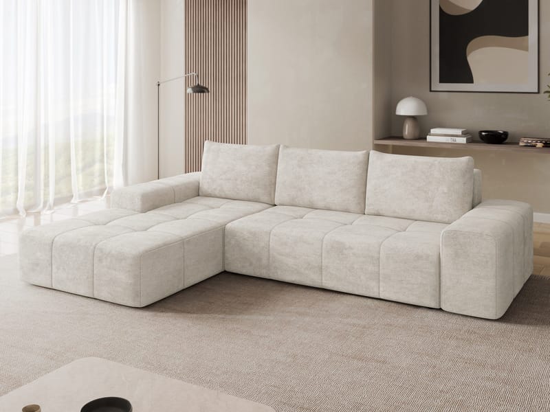 Falor 3-seters sovesofa med divan, venstrevendt - Lysegrå - Møbler - Sofaer - Sovesofaer - Hjørnesovesofa