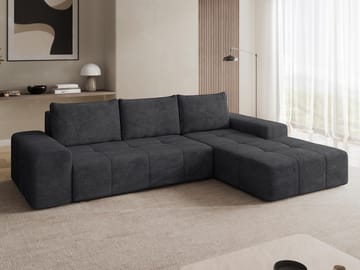 Falor 3-seters sovesofa med sjeselong høyre og oppbevaring - Svart - Møbler - Sofaer - Sovesofaer - Hjørnesovesofa
