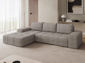 Falor 3-seters sovesofa med sjeselong venstre og oppbevaring - Mørk beige - Møbler - Sofaer - Sovesofaer - Hjørnesovesofa