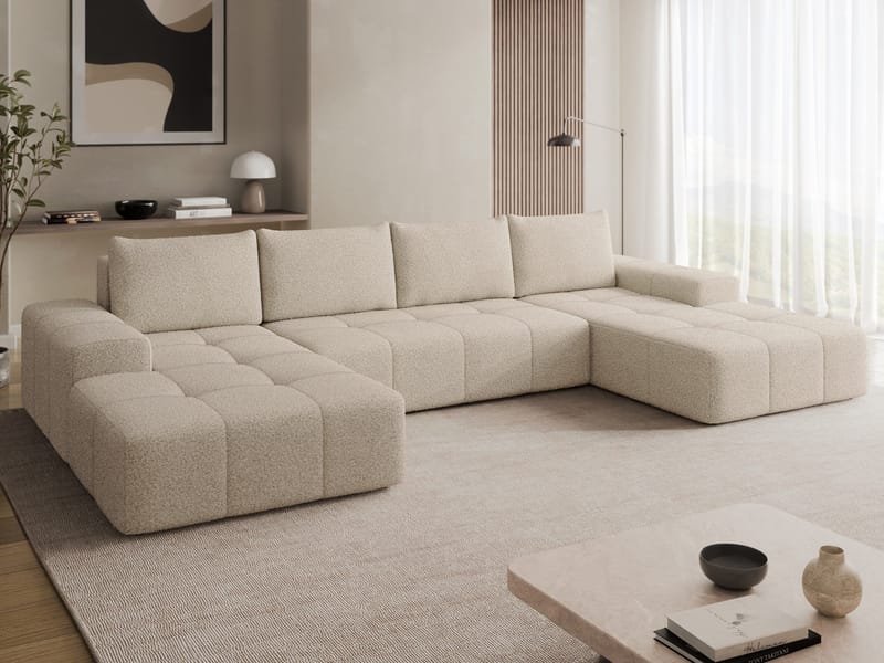 Falor 5-seters U-formet sovesofa - Beige - Møbler - Sofaer - Sovesofaer - Hjørnesovesofa