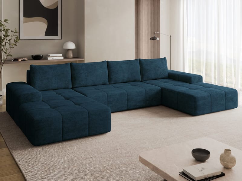 Falor 5-seters U-formet sovesofa - blå - Møbler - Sofaer - Sovesofaer - Hjørnesovesofa
