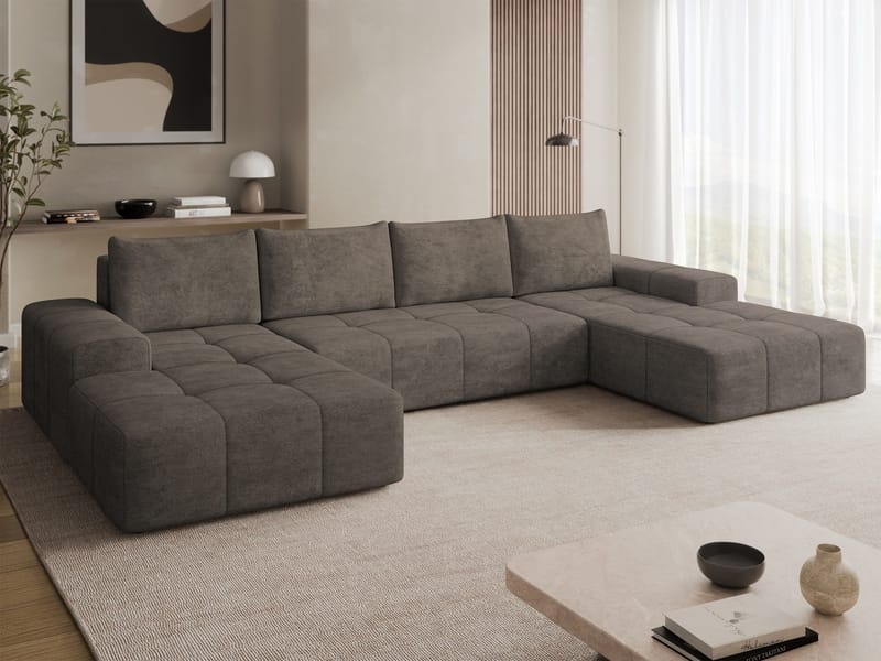 Falor 5-seters U-formet sovesofa - Brun - Møbler - Sofaer - Sovesofaer - Hjørnesovesofa