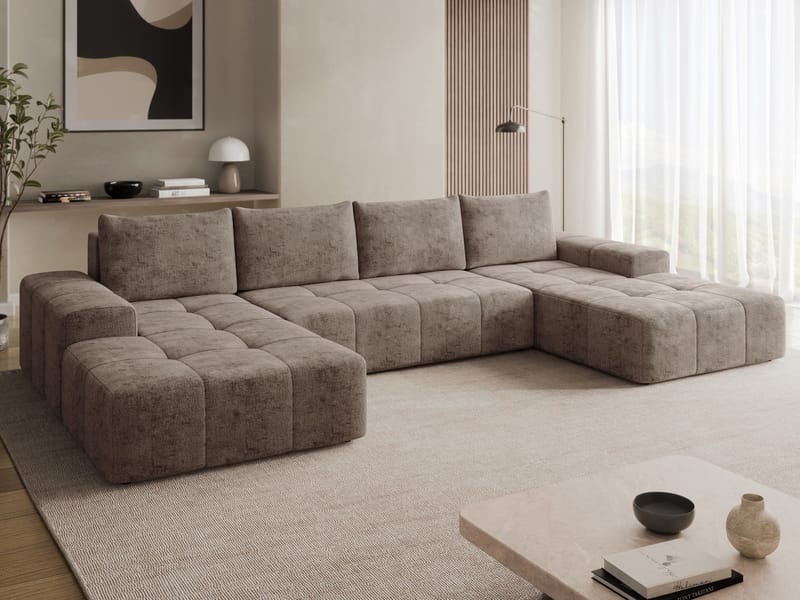 Falor 5-seters U-formet sovesofa - Brun - Møbler - Sofaer - Sovesofaer - Hjørnesovesofa