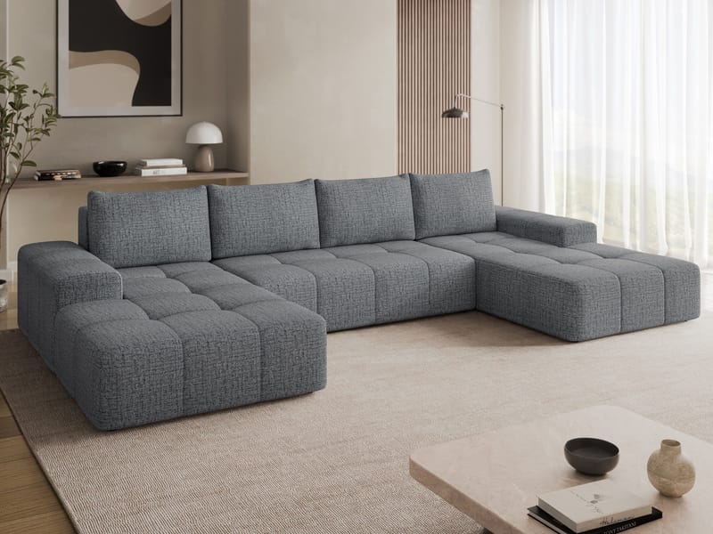 Falor 5-seters U-formet sovesofa - grå - Møbler - Sofaer - Sovesofaer - Hjørnesovesofa