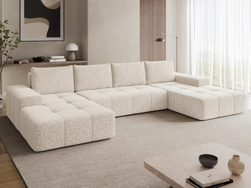 Falor 5-seters U-formet sovesofa - Lys beige - Møbler - Sofaer - Sovesofaer - Hjørnesovesofa