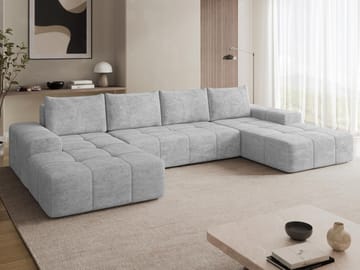 Falor 5-seters U-formet sovesofa med oppbevaring - Grå - Møbler - Sofaer - Sovesofaer - Hjørnesovesofa