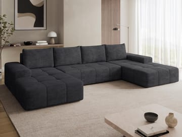 Falor 5-seters U-formet sovesofa med oppbevaring - Svart - M øbler - Sofaer - Sovesofaer - Hjørnesovesofa