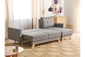 Faustin Hjørnesovesofa 3-seter - Grå/Lyst tre - Møbler - Sofaer - Sovesofaer - Hjørnesovesofa