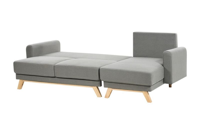 Faustin Hjørnesovesofa 3-seter - Grå/Lyst tre - Møbler - Sofaer - Sovesofaer - Hjørnesovesofa