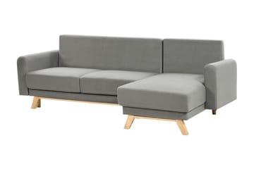 Faustin Hjørnesovesofa 3-seter - Grå/Lyst tre - Møbler - Sofaer - Sovesofaer - Hjørnesovesofa
