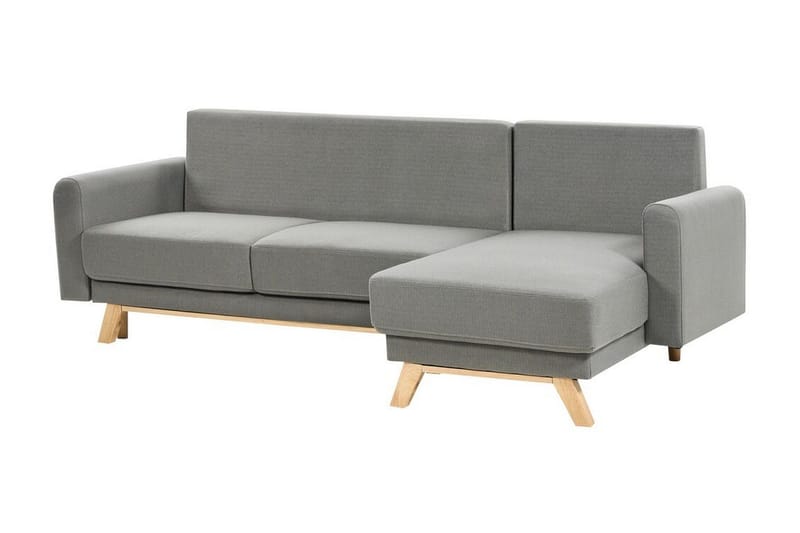 Faustin Hjørnesovesofa 3-seter - Grå/Lyst tre - Møbler - Sofaer - Sovesofaer - Hjørnesovesofa
