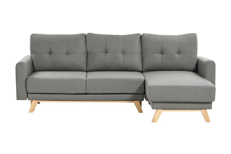 Faustin Hjørnesovesofa 3-seter - Grå/Lyst tre - Møbler - Sofaer - Sovesofaer - Hjørnesovesofa
