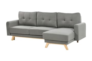 Faustin Hjørnesovesofa 3-seter - Grå/Lyst tre - Møbler - Sofaer - Sovesofaer - Hjørnesovesofa