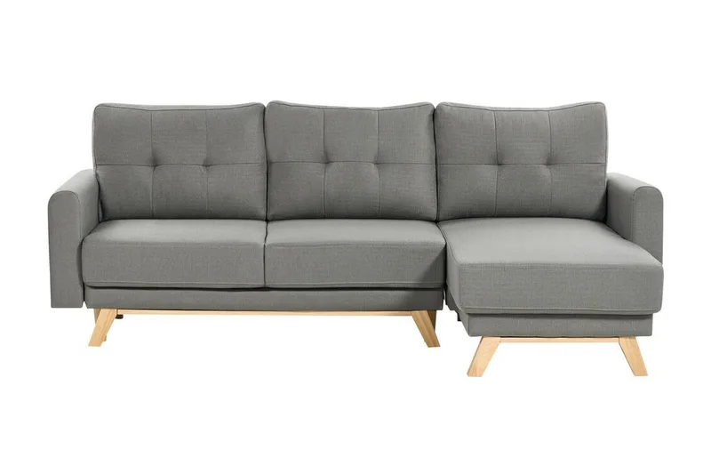 Faustin Hjørnesovesofa 3-seter, Grå/Lyst tre