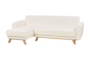 Faustin Hjørnesovesofa 3-seter - Hvit/Lyst tre - Møbler - Sofaer - Sovesofaer - Hjørnesovesofa