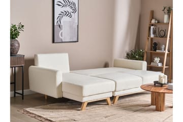 Faustin Hjørnesovesofa 3-seter - Hvit/Lyst tre - Møbler - Sofaer - Sovesofaer - Hjørnesovesofa