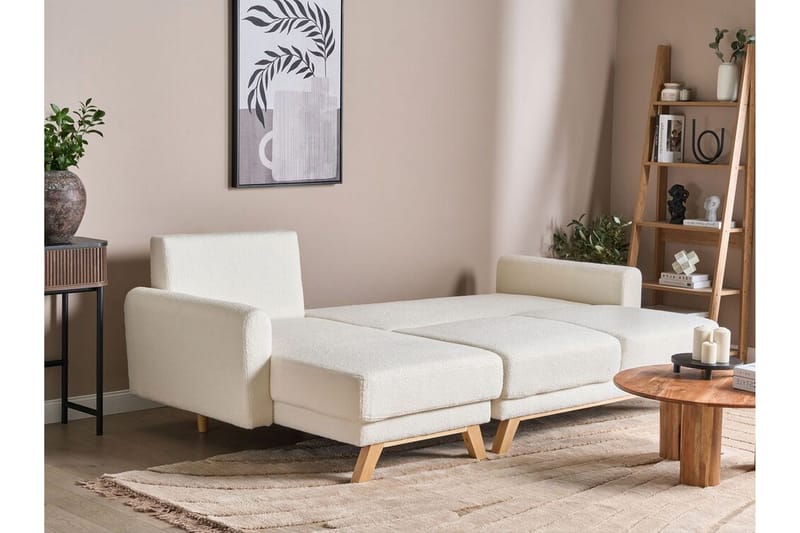 Faustin Hjørnesovesofa 3-seter - Hvit/Lyst tre - Møbler - Sofaer - Sovesofaer - Hjørnesovesofa