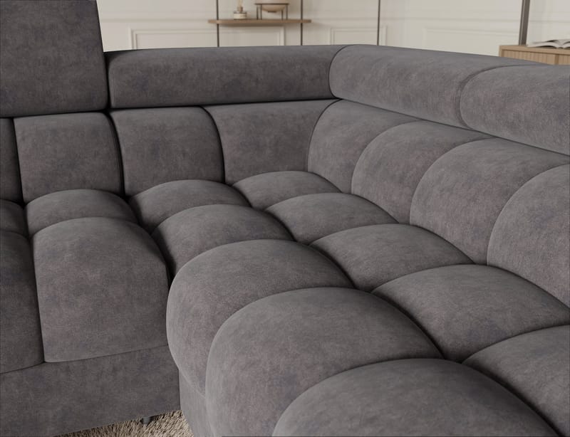 Fectory 6-seters Bubblig hjørnesovesofa med sjeselong og oppbevaring Høyre - Aura 04 - Møbler - Sofaer - Sovesofaer - Hjørnesovesofa