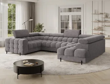 Fectory 6-seters Bubblig hjørnesovesofa med sjeselong og oppbevaring Høyre - Aura 04 - Møbler - Sofaer - Sovesofaer - Hjørnesovesofa