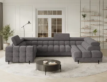 Fectory 6-seters Bubblig hjørnesovesofa med sjeselong og oppbevaring Høyre - Aura 04 - Møbler - Sofaer - Sovesofaer - Hjørnesovesofa