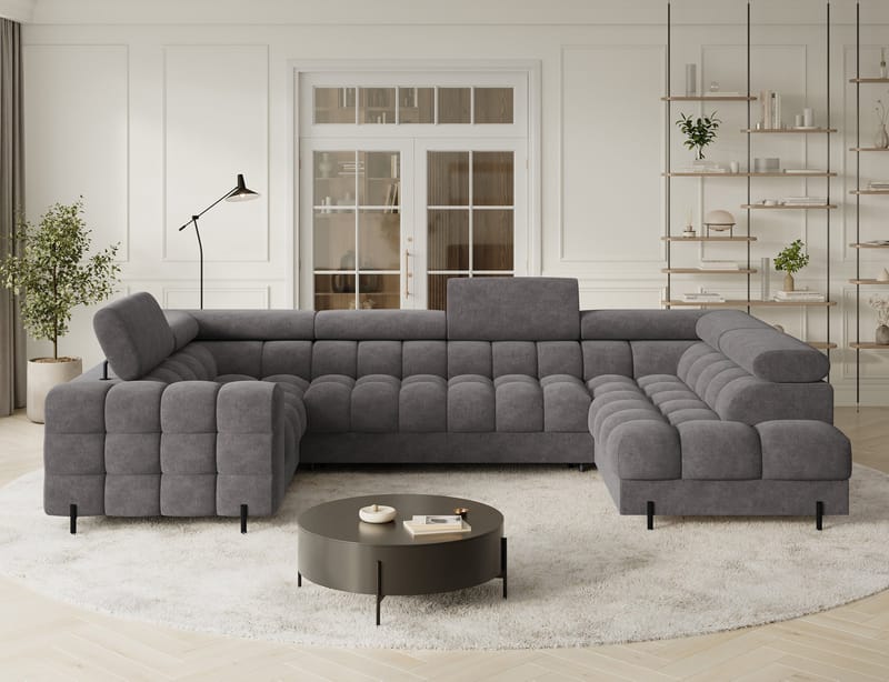 Fectory 6-seters Bubblig hjørnesovesofa med sjeselong og oppbevaring Høyre - Aura 04 - Møbler - Sofaer - Sovesofaer - Hjørnesovesofa