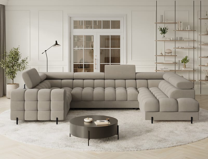Fectory 6-seters Bubblig hjørnesovesofa med sjeselong og oppbevaring Høyre - Aura 18 - Møbler - Sofaer - Sovesofaer - Hjørnesovesofa