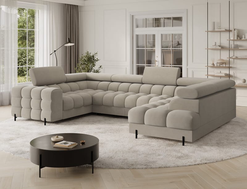 Fectory 6-seters Bubblig hjørnesovesofa med sjeselong og oppbevaring Høyre - Aura 18 - Møbler - Sofaer - Sovesofaer - Hjørnesovesofa