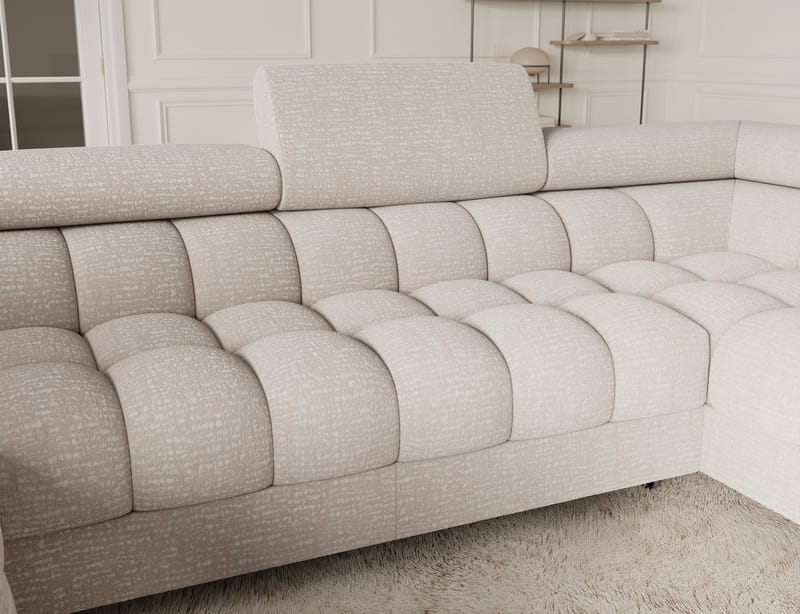 Fectory 6-seters Bubblig hjørnesovesofa med sjeselong og oppbevaring Høyre - Baffix 20 - Møbler - Sofaer - Sovesofaer - Hjørnesovesofa