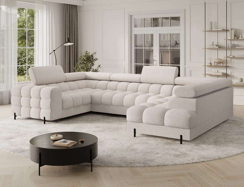 Fectory 6-seters Bubblig hjørnesovesofa med sjeselong og oppbevaring Høyre - Baffix 20 - Møbler - Sofaer - Sovesofaer - Hjørnesovesofa