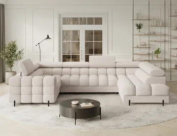 Fectory 6-seters Bubblig hjørnesovesofa med sjeselong og oppbevaring Høyre - Baffix 20 - Møbler - Sofaer - Sovesofaer - Hjørnesovesofa