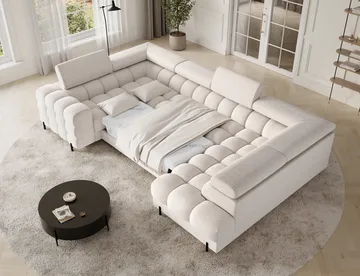 Fectory 6-seters Bubblig hjørnesovesofa med sjeselong og oppbevaring Høyre - Baffix 20 - Møbler - Sofaer - Sovesofaer - Hjørnesovesofa