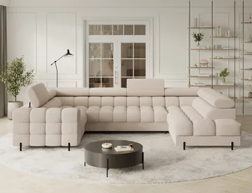 Fectory 6-seters Bubblig hjørnesovesofa med sjeselong og oppbevaring Høyre - Calmora 18 - Møbler - Sofaer - Sovesofaer - Hjørnesovesofa