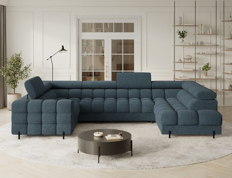 Fectory 6-seters Bubblig hjørnesovesofa med sjeselong og oppbevaring Høyre - Jaffray 40 - Møbler - Sofaer - Sovesofaer - Hjørnesovesofa